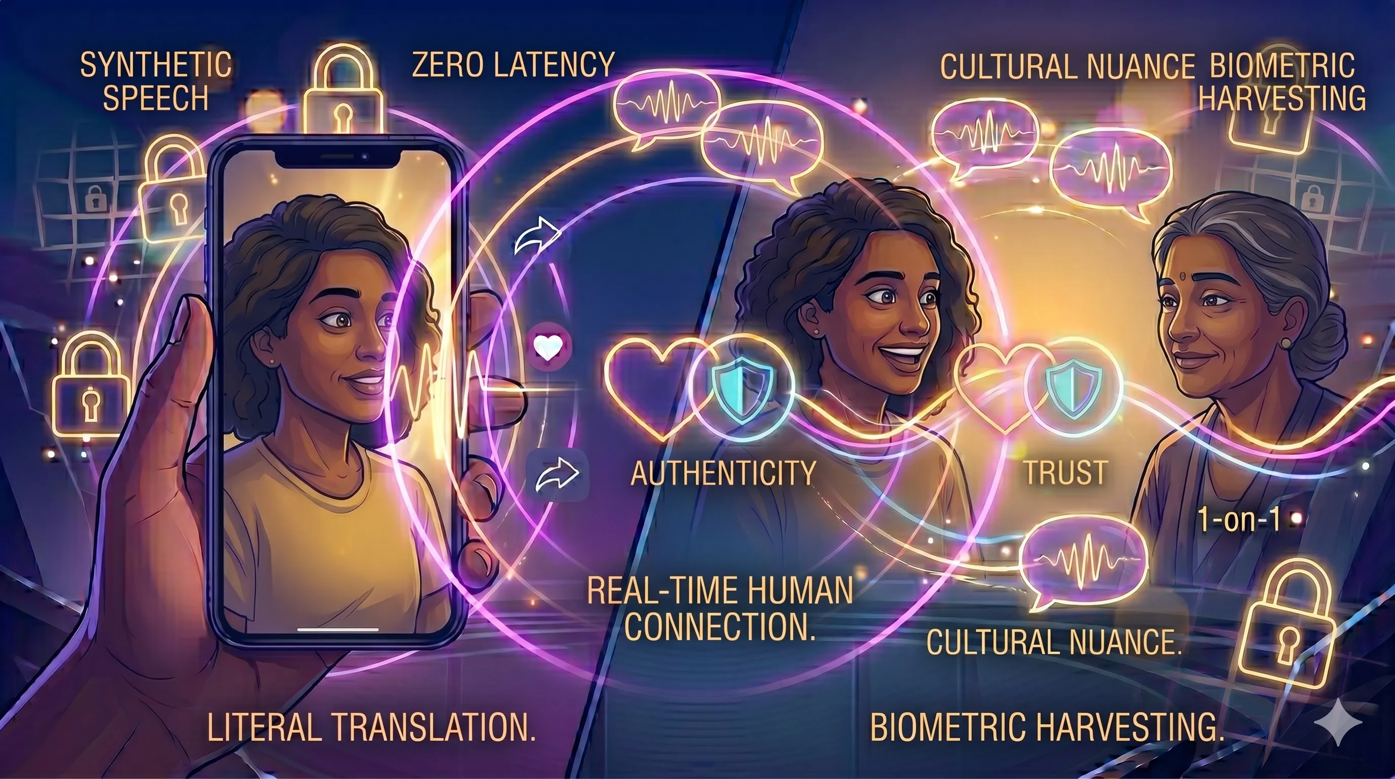 AI-driven global translation illustration