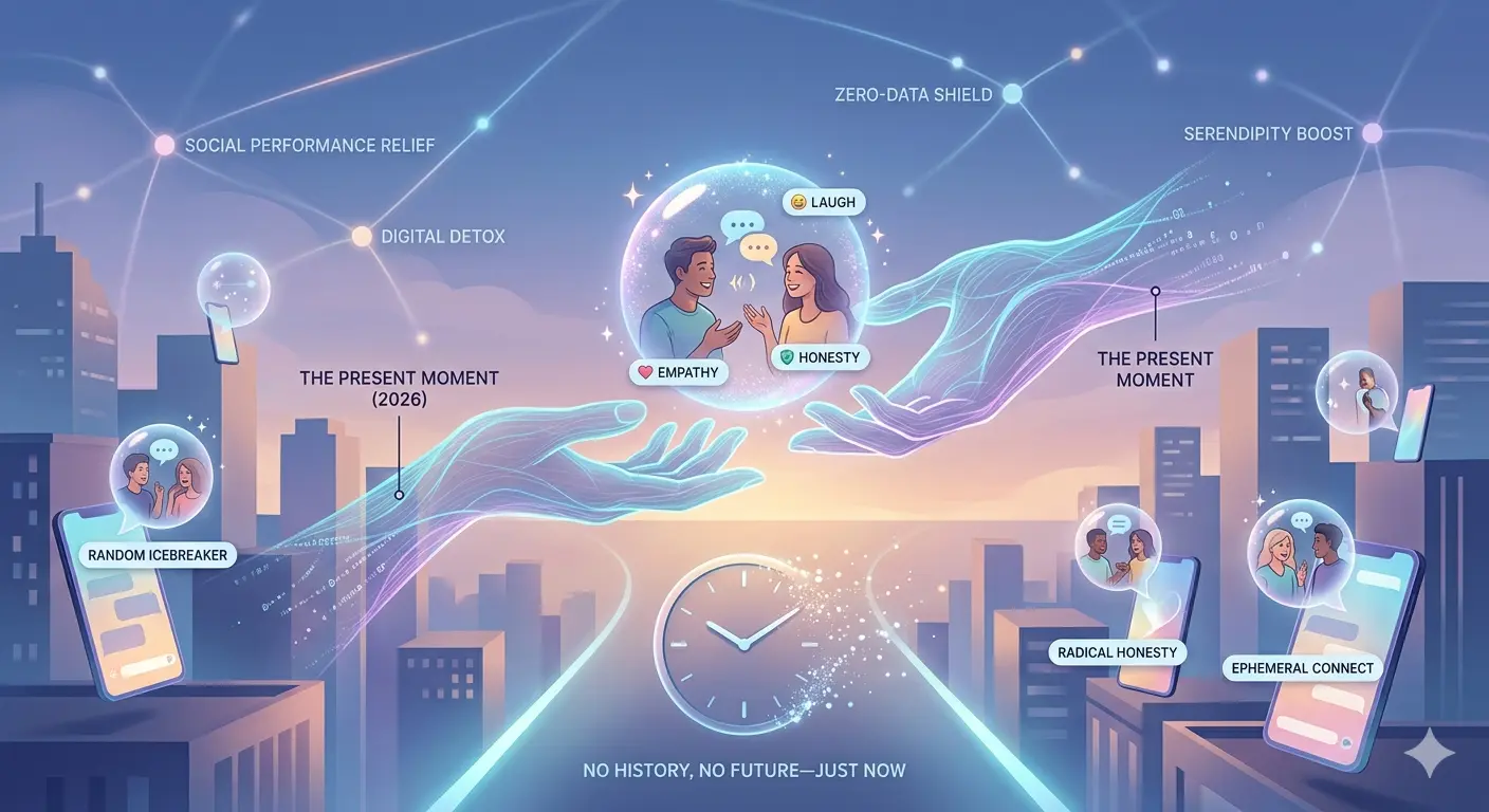 Abstract illustration of passing conversations in a digital cityscape