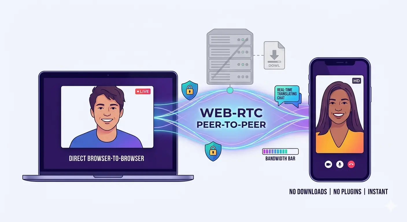 Visual representation of WebRTC peer-to-peer browser connection