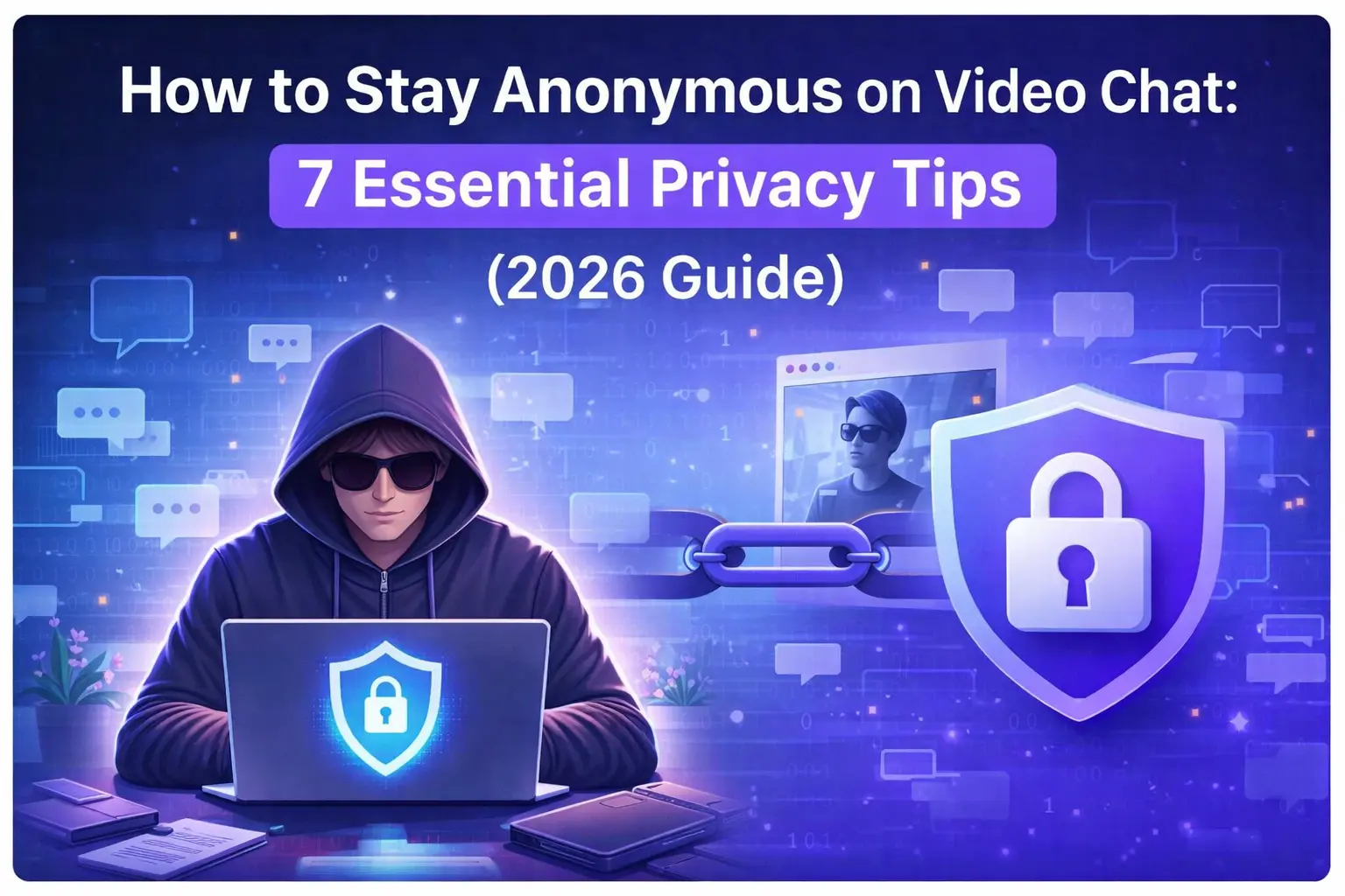 Stay anonymous on video chat privacy security concept